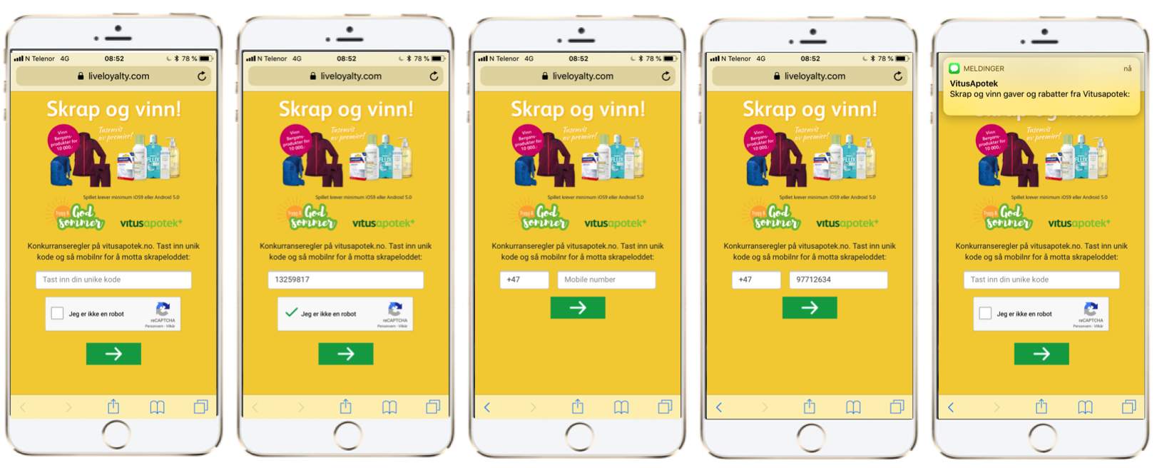 VITUSAPOTEK FAST TRACK CAMPAIGN: digital scratch card via SMS