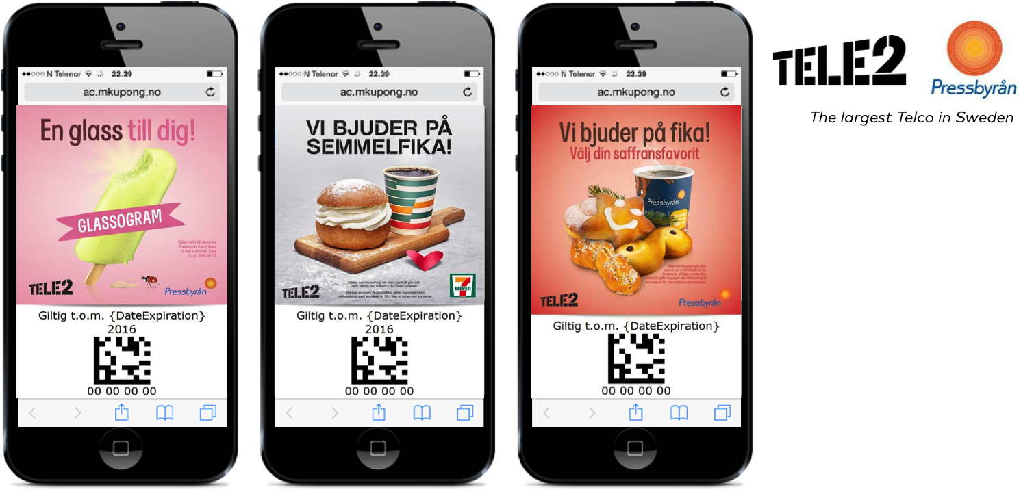 Everyday relevant rewards: Tele2: Redeem the voucher in Pressbyrån convenience stores