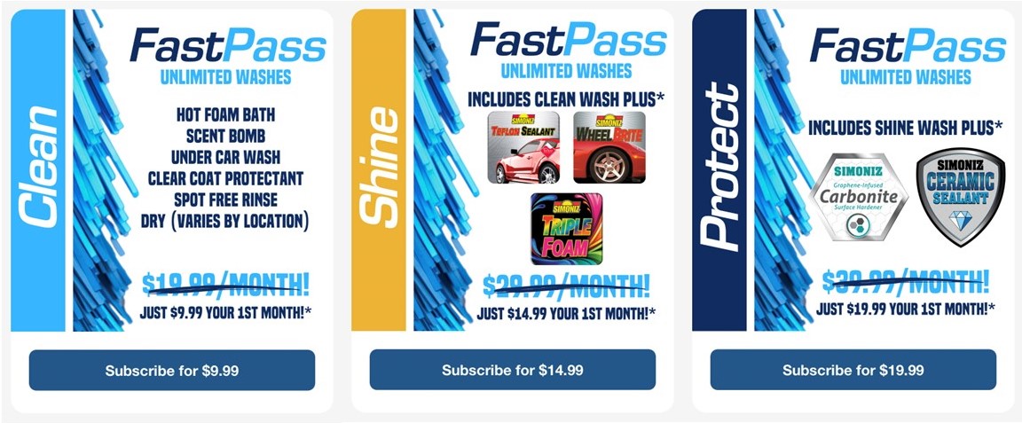 FastLane car wash packages