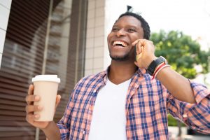 happy man with coffe