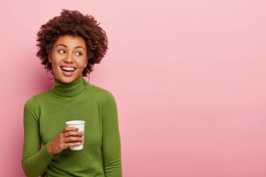 Happy woman with coffe