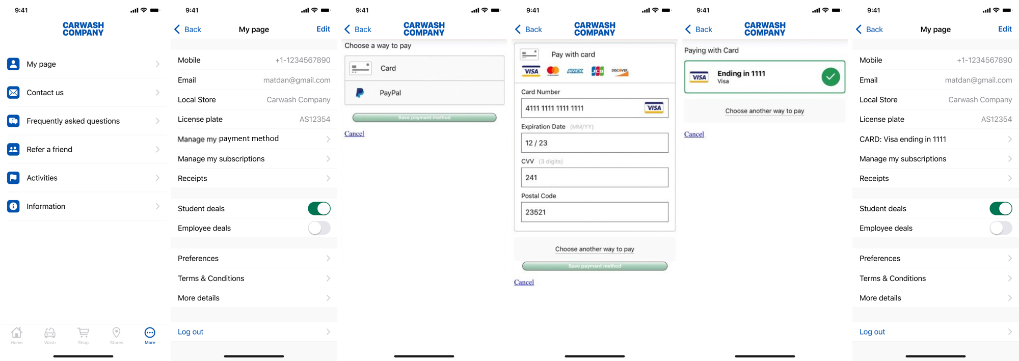 Car Wash Company Payment Method