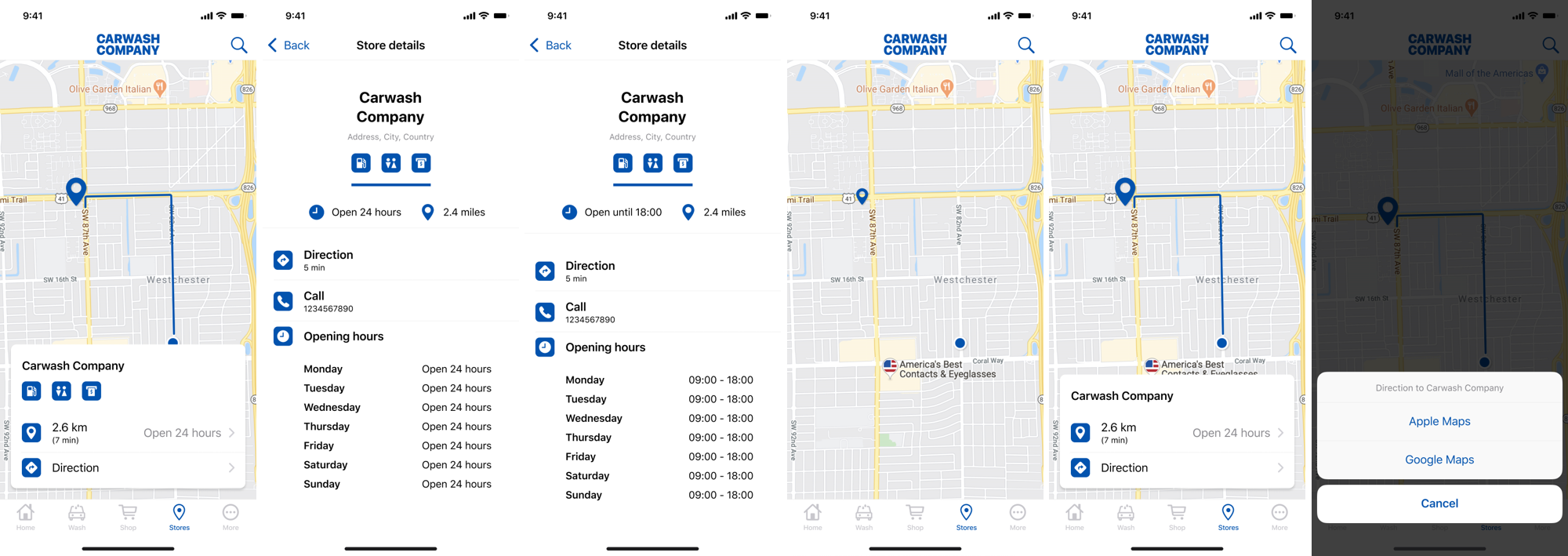 The store locator section