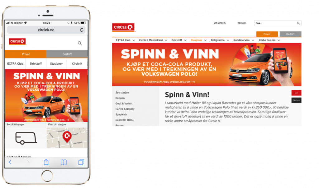 CIRCLE K SPIN and WIN Liquid Barcodes Marketing technology