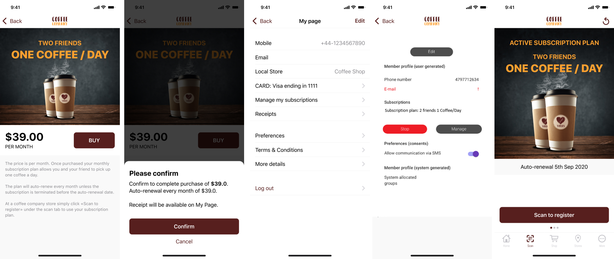 Buy multi-user coffee subscription