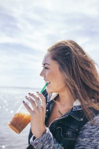 Consumer enjoying her favourite fountain drink