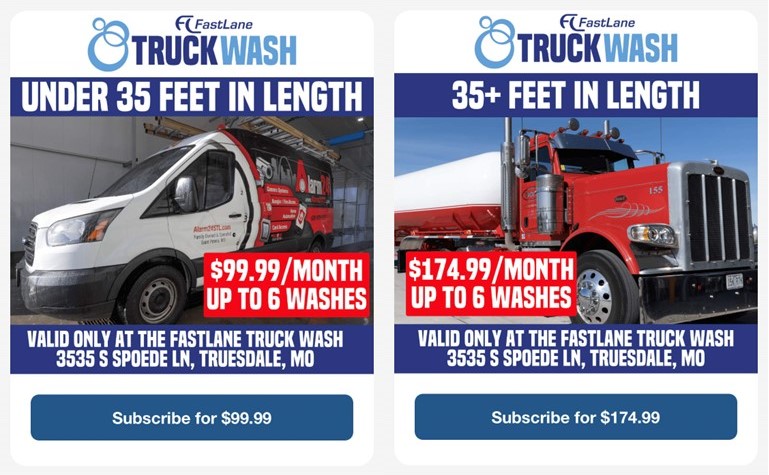 FastLane truck wash packages